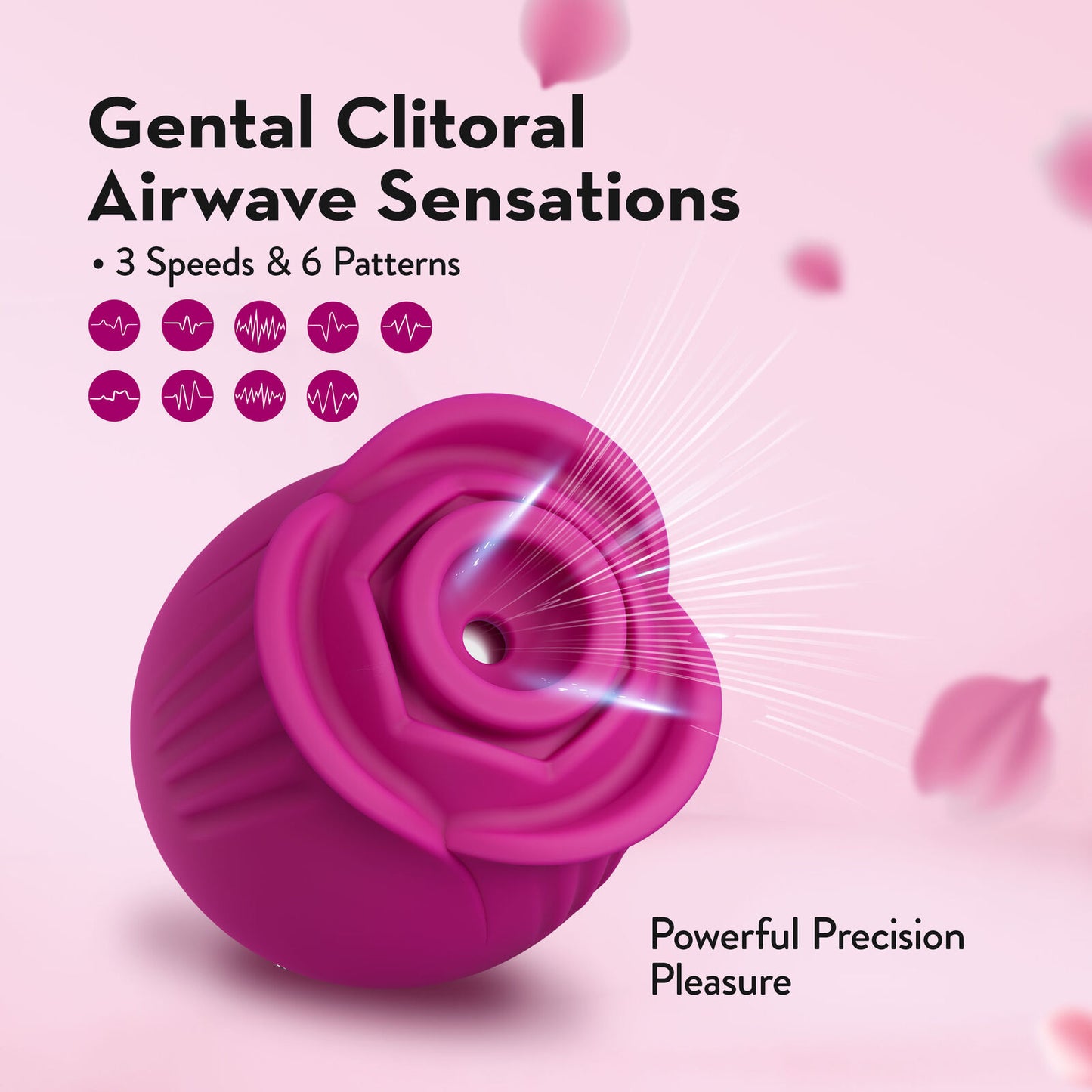 The Original Blush Rose Rechargeable Silicone Air Pulse Clitoral Vibrator