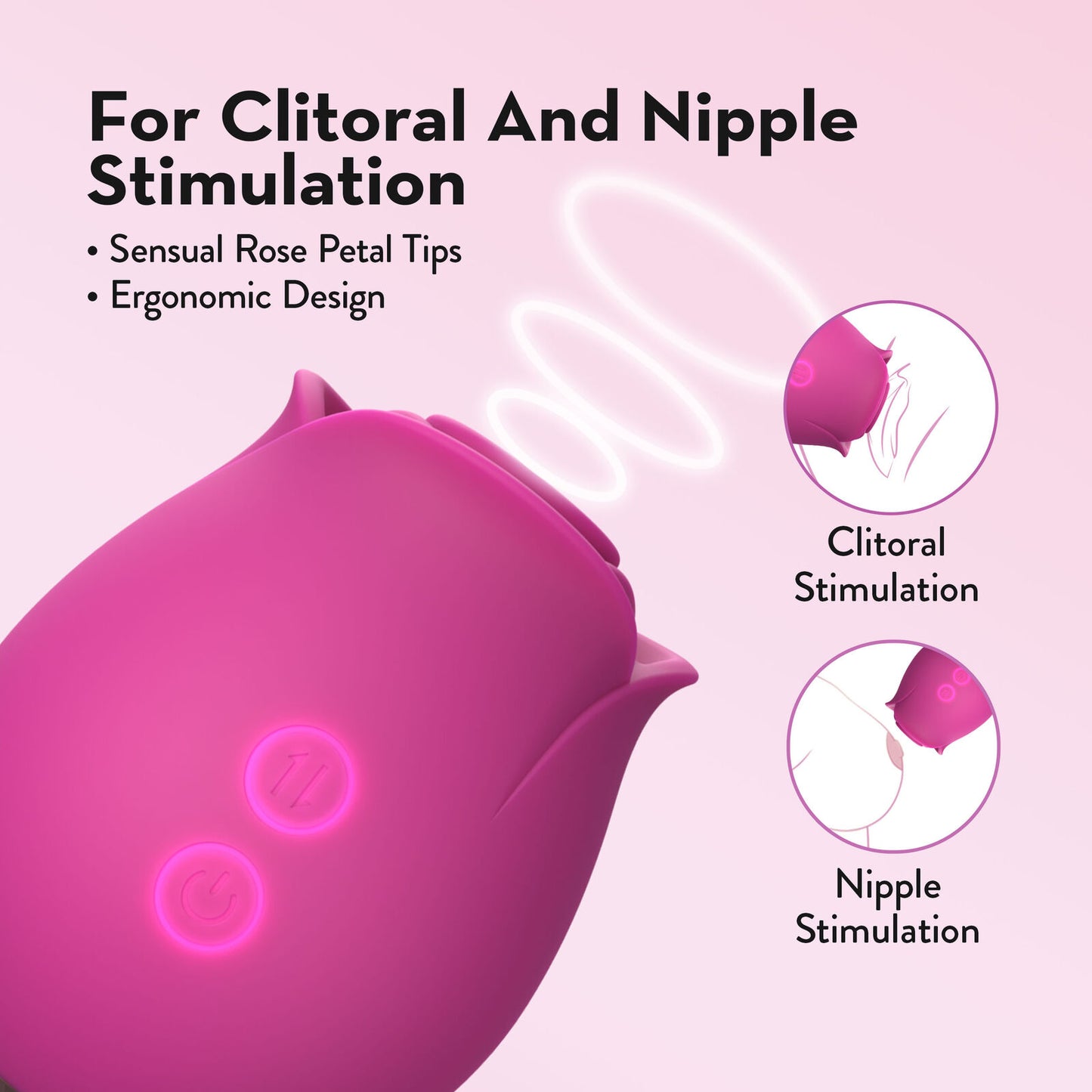 The Original Blush Rose Rechargeable Silicone Air Pulse Clitoral Vibrator