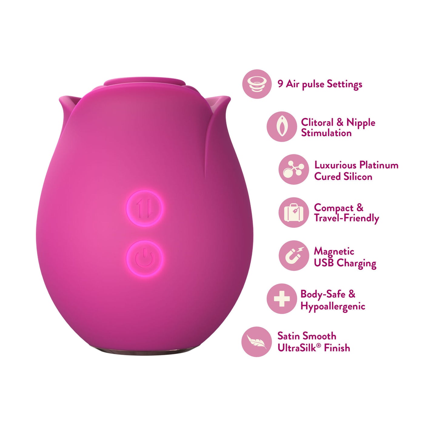 The Original Blush Rose Rechargeable Silicone Air Pulse Clitoral Vibrator